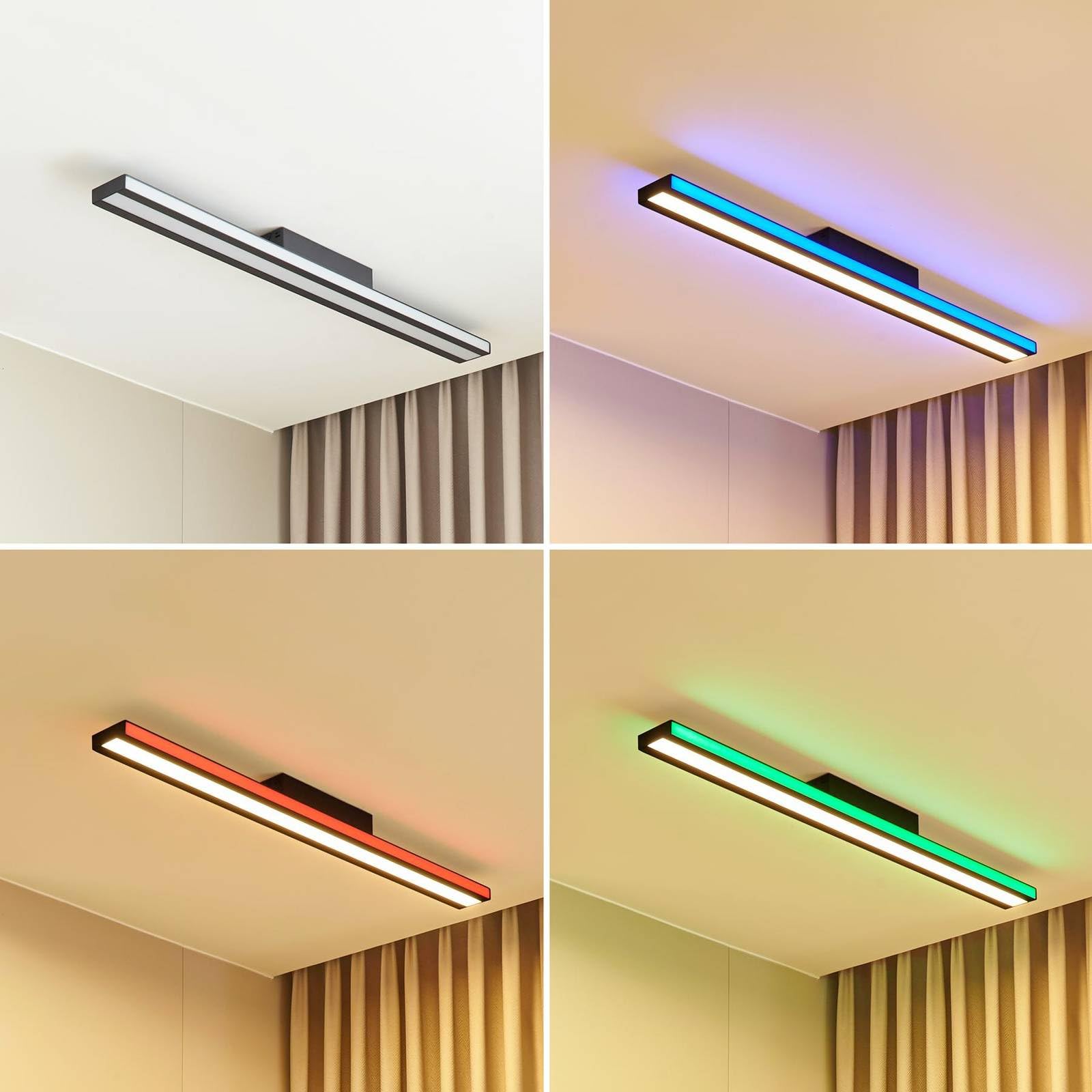 Lucande LED Smart Home Deckenlampe dimmbar mit Leselampe (Modern) in Schwarz aus Metall (1 flammig,) - Deckenleuchte Lampe Wohnzimmerleuchte