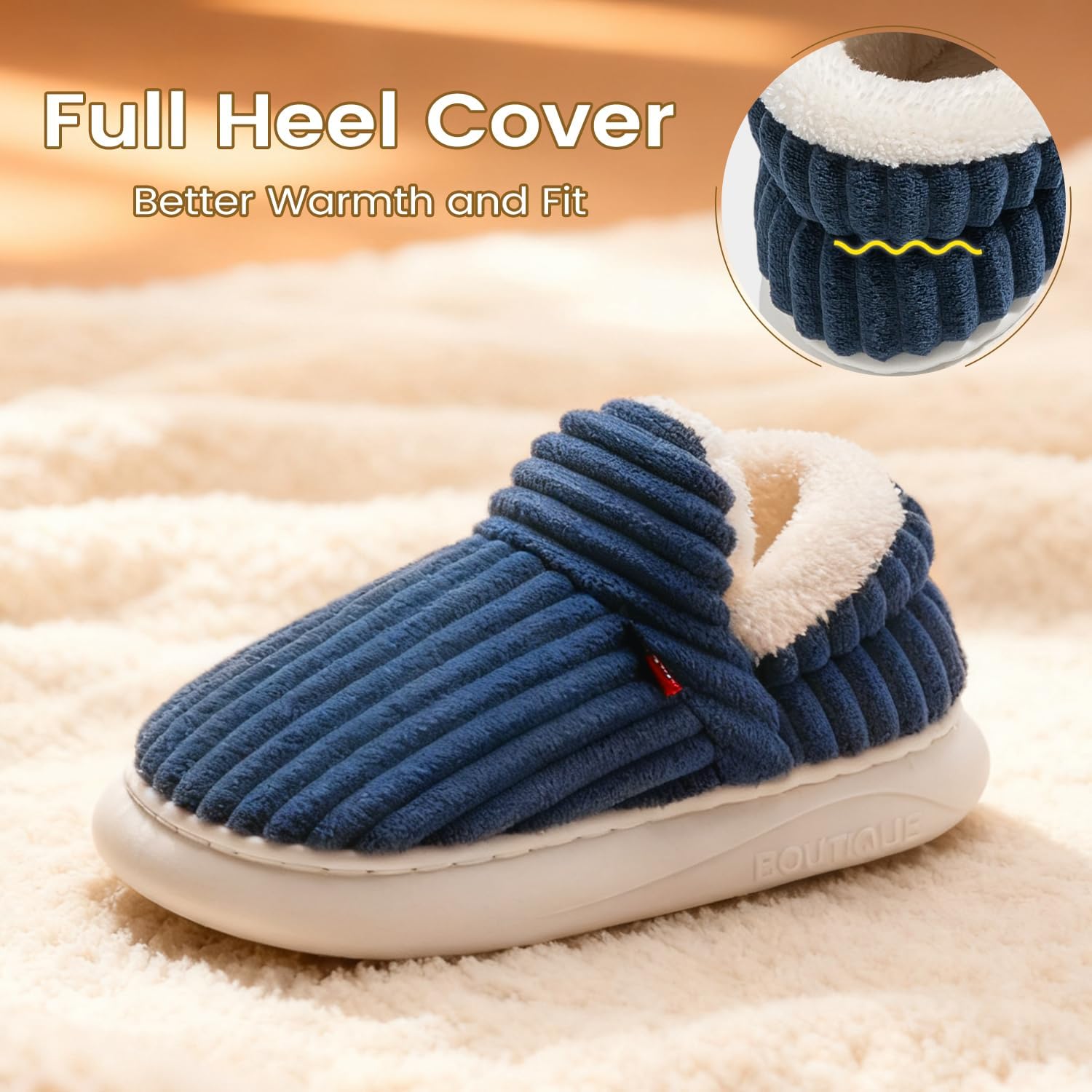 Drecage Womens Fuzzy Slippers Mens, Fleece Lined House Slipper for Ladies, Extra Plush Warm Indoor Outdoor Slippers with Heel Cover & Non-Slip Sole, Cozy Memory Foam Home Shoes