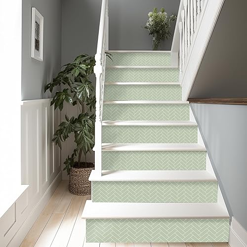 funlife 14 calcomanías de vinilo autoadhesivas para escaleras de pelar y pegar, decoración de murales para escaleras, 39.37 x 7.09 pulgadas, patrón