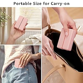 FYY Daily Pill Organizer,2 Pcs 7 Compartments Portable Pill Case Travel Pill Organizer,[Folding Design] Pill Box for Purse Pocket to Hold Vitamins,Cod Liver Oil,Supplements and Medication-Pink