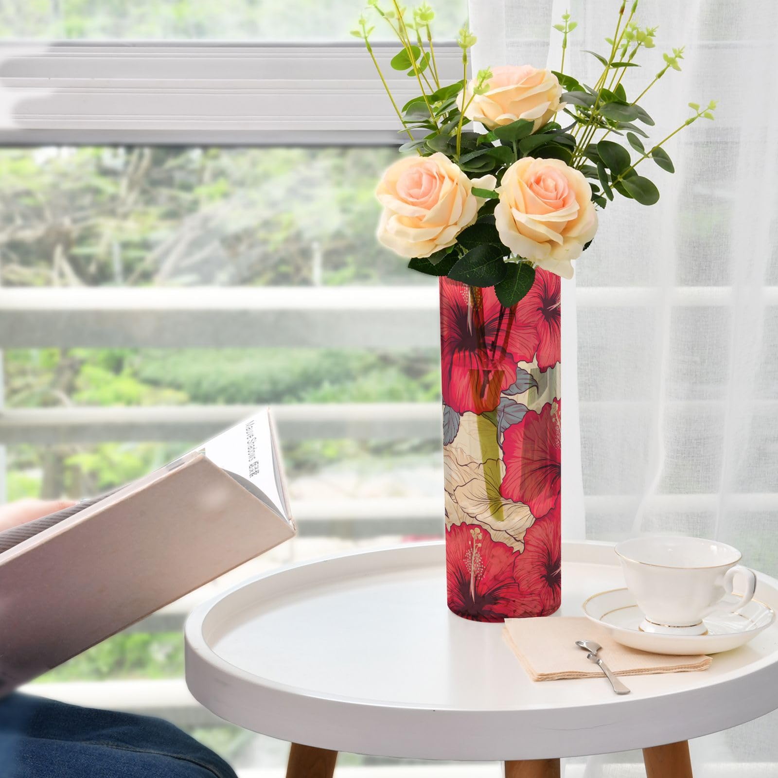 Amazon.com: J JOYSAY Red Hibiscus Flowers Floral Flower Vase for