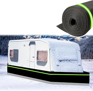 Skirting for RV Campers, 31.5in Tall Insulated Wind/Snow Proof RV Skirting with Convenient Roll-Up Storage, 92ft Length – No Drilling Required for Winter Snow Barriers & Year-Round Use