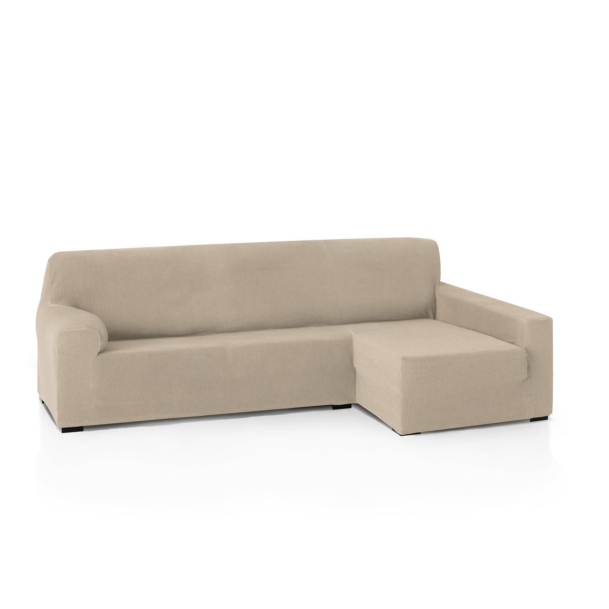 FAVERTI® Funda Elástica Chaise Longue Brazo Largo Derecho (Visto de Frente) | Modelo Real | Beige | Funda Sofá Chaise | Protector de Calidad de Tejido Jacquard Tacto algodón