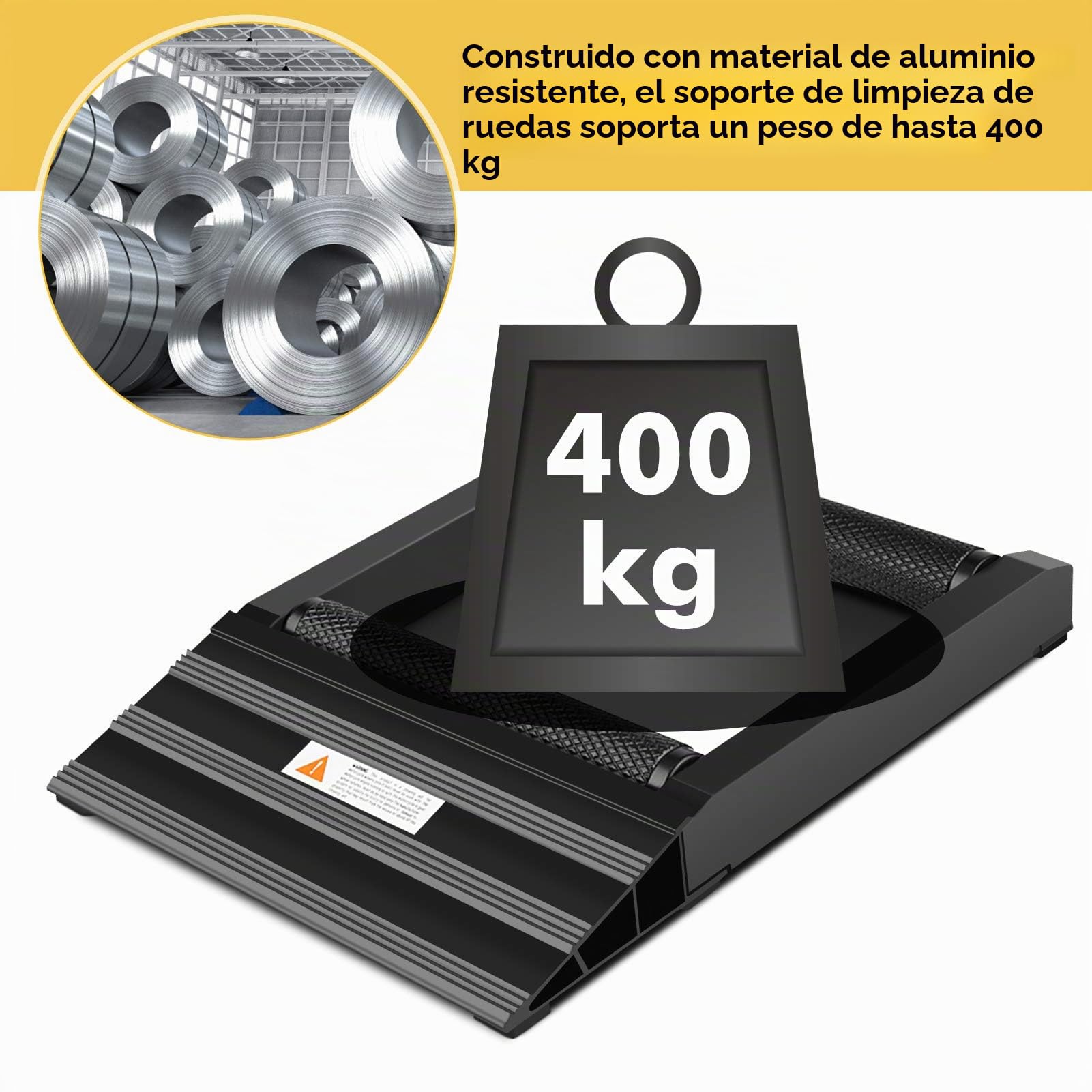Soporte de Limpieza para Moto de Aluminio con Rampa, 500 lbs | Rodillo giratorio para taller, lubricación de cadena, construcción de metal resistente, soporte plegable portátil, mante
