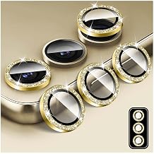 Kucheed Bling Camera Lens Protector for Samsung Galaxy A26/A36/A56, Tempered Glass Camera Cover Screen Protector, Glitter Automatic Alignment Individual Metal Rings Film Stickers