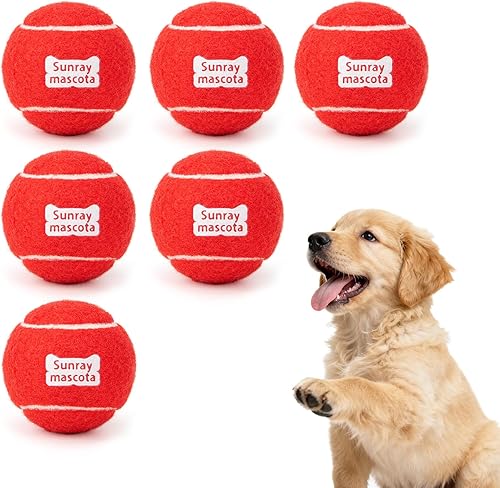 Miniatura 23 de Pelotas de tenis para perros de 2.5 pulgadas, paquete de 6 unidades, rebote silencioso, núcleo de goma resistente, juguetes duraderos para jugar en