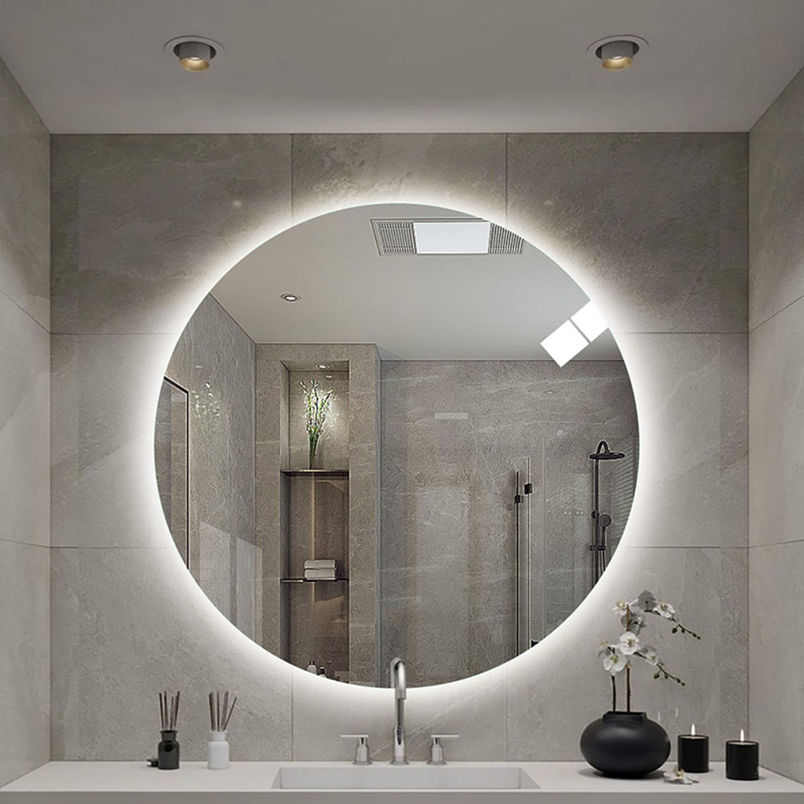 Miroir de salle de bain LED rétroéclairé carré 60x60 cm avec antibuée IP44