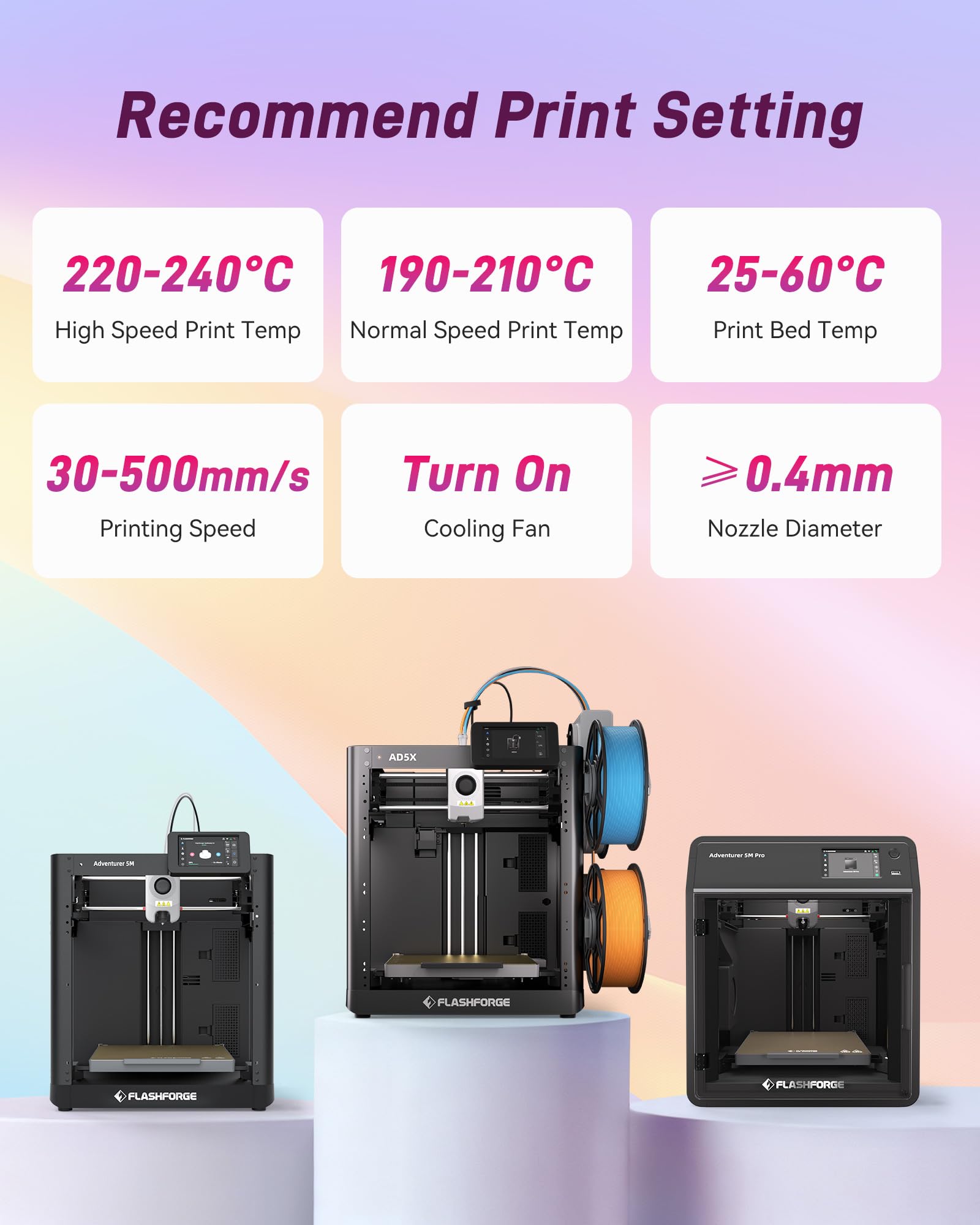 Szybka filament PLA, 1,75 mm, do szybkiej drukarki 3D PLA, do maks. 500 mm, super zmieniający kolor filament tęczowy, wysoka płynność, dokładność wymiarowa ± 0,02