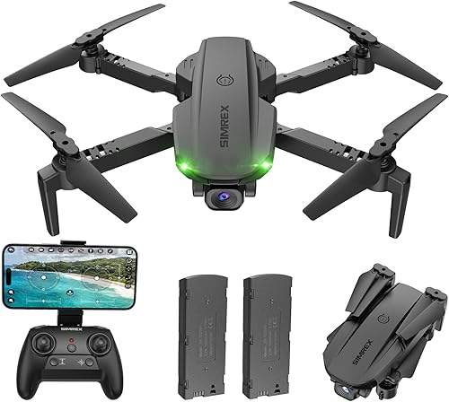 SIMREX Drone con cámara 1080P para niños y adultos, cuadricóptero RC con retención de altitud, mini dron con una tecla de inicio, vuelo de punto de