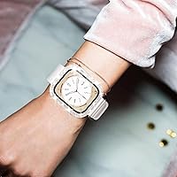 Vista 8 de KADES - Funda protectora completa compatible con iWatch, con protector de pantalla de vidrio templado incorporado, brillante y con diamantes