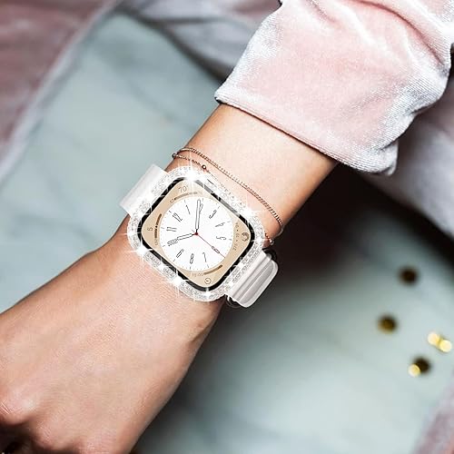 Miniatura 8 de KADES - Funda protectora completa compatible con iWatch, con protector de pantalla de vidrio templado incorporado, brillante y con diamantes de