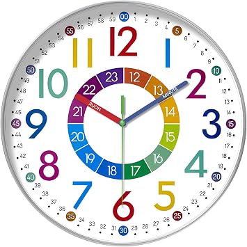 mocoly 2025 Analog Wall Clock, Diameter 11.8 inches 30 cm, Quiet, Stylish, Sweep Movement, Easy to Read Use, Nursery Decoration Clock, Childrens Time Cognitive Training, Office Living Room