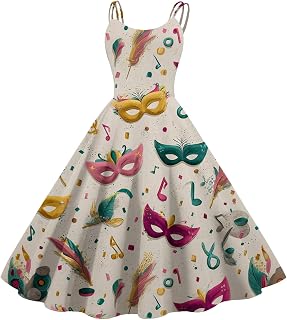 Spring Dresses for Women 2025 Sleeveless Carnival Themed Party Swing Dress Retro 1950S Rockabilly Dress, S-2Xl
