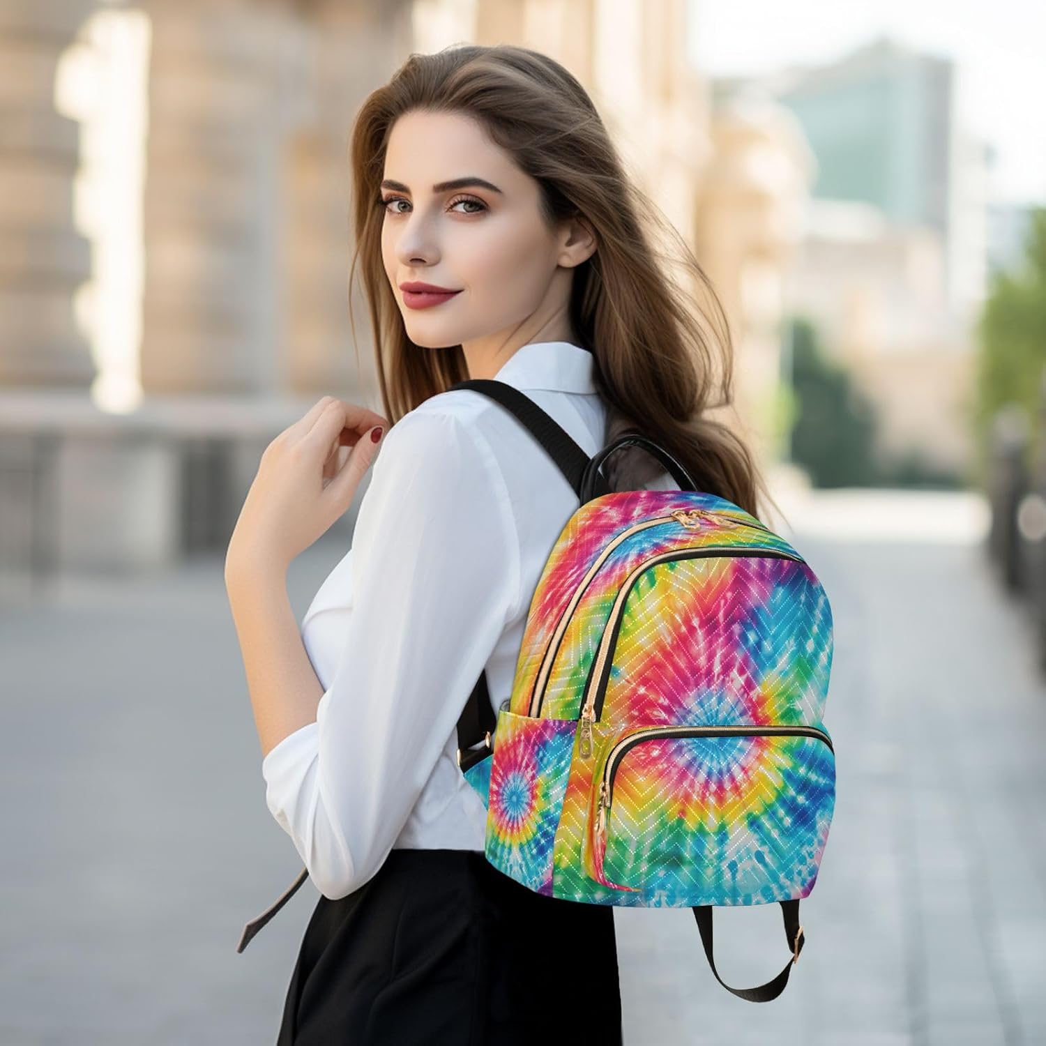 Rainbow Spiral Tie Dye Fashion Backpack Purse Ladies Fashion Rucksack Travel Shoulder Bag Casual Daily Backpack