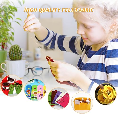 Miniatura 5 de ChenTeng 4 hojas de fieltro autoadhesivas para manualidades, tamaño A4, 0.079 in de grosor, hojas de tela de fieltro no rígidas para bricolaje,