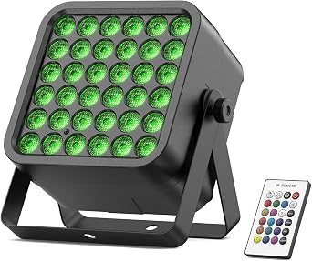 Rechargeable Par Can Lights, 72W RGB 5200mAh Uplights Battery Powered Stage Light, Wireless DJ Lights Sound Activated with Remote & DMX Control for Festivals, Weddings, Bars, Churches, DJ 1 Pack