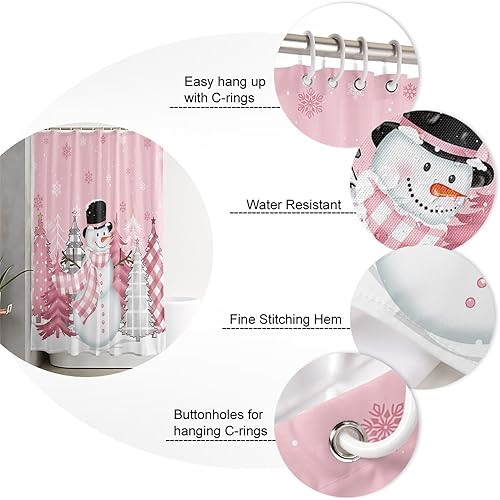 Miniatura 6 de Chriatmas - Cortinas de ducha para baño, juego de cortinas de ducha de tela impermeable de poliéster con ganchos para el hogar, hotel, apartamento,