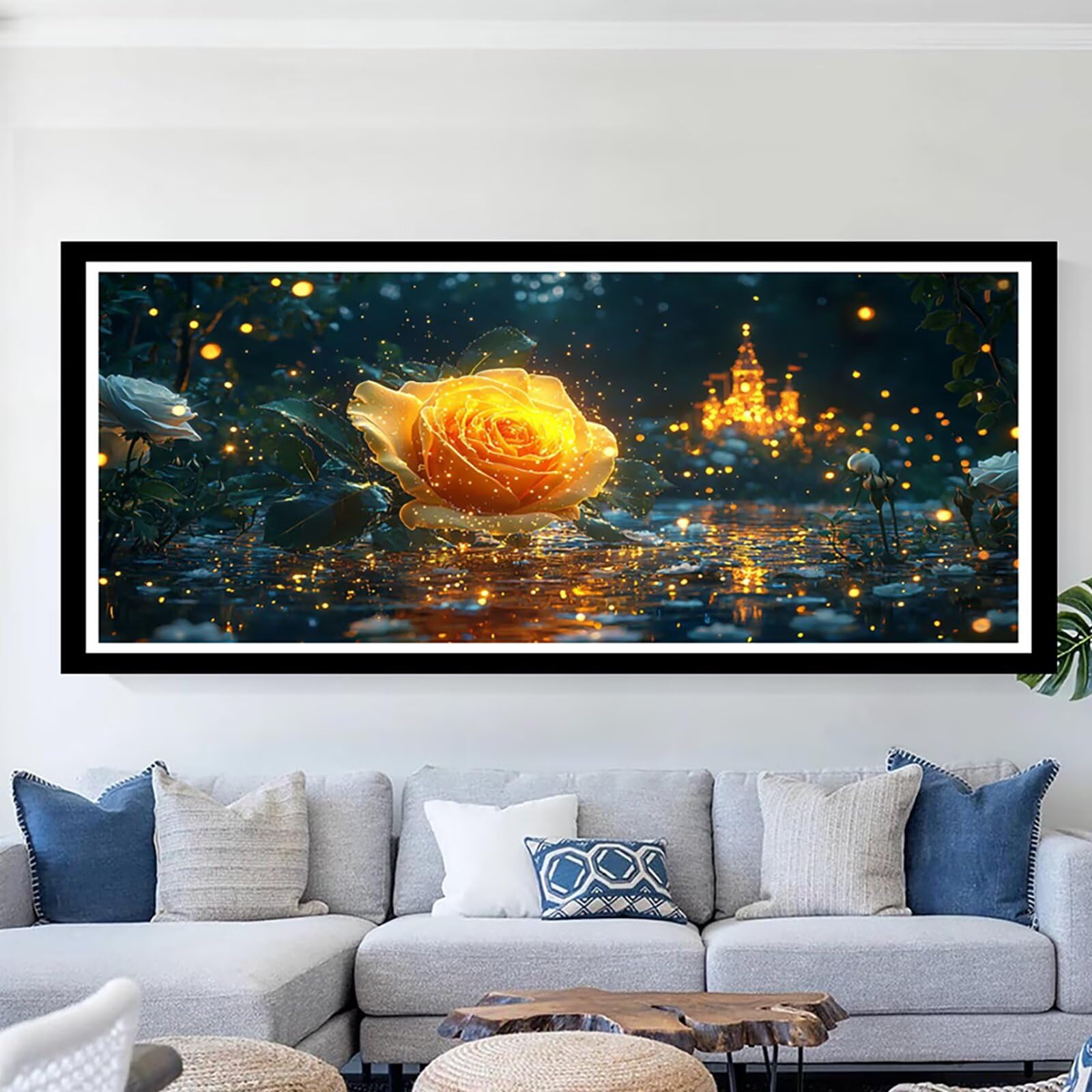 Diamentowa sztuka żółte diamentowe zestawy do malowania dla dorosłych róża 1 duża 55 x 110 cm sztuka i rzemiosło dla dzieci początkujących DIY 5D pełne wiercenie kryształ klejnot sztuka haft