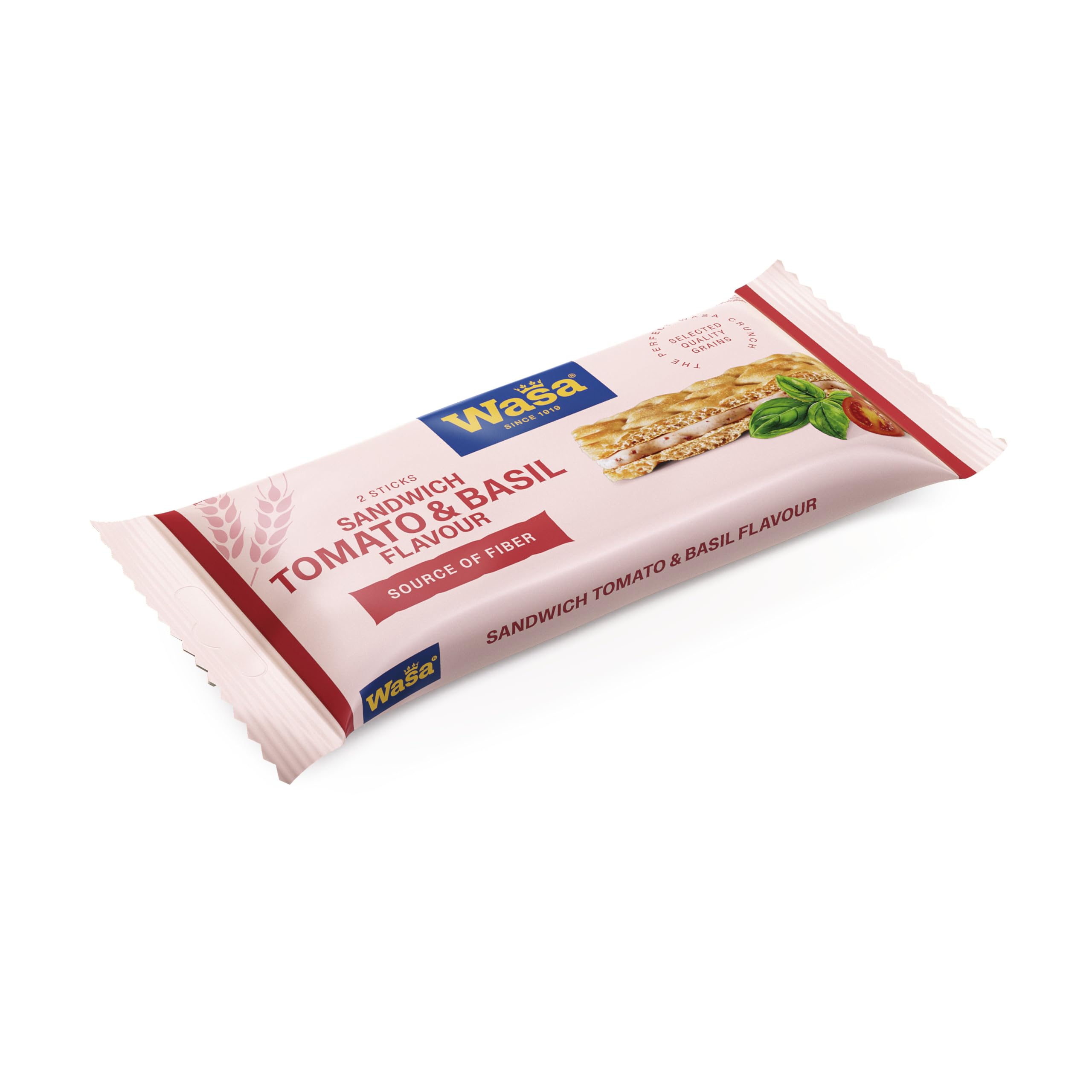 Wasa Chleb chrupki Sandwich Tomato & Basil 40 g przekąska z mąki pszennej z nadzieniem z sera, suszonych pomidorów i bazylii