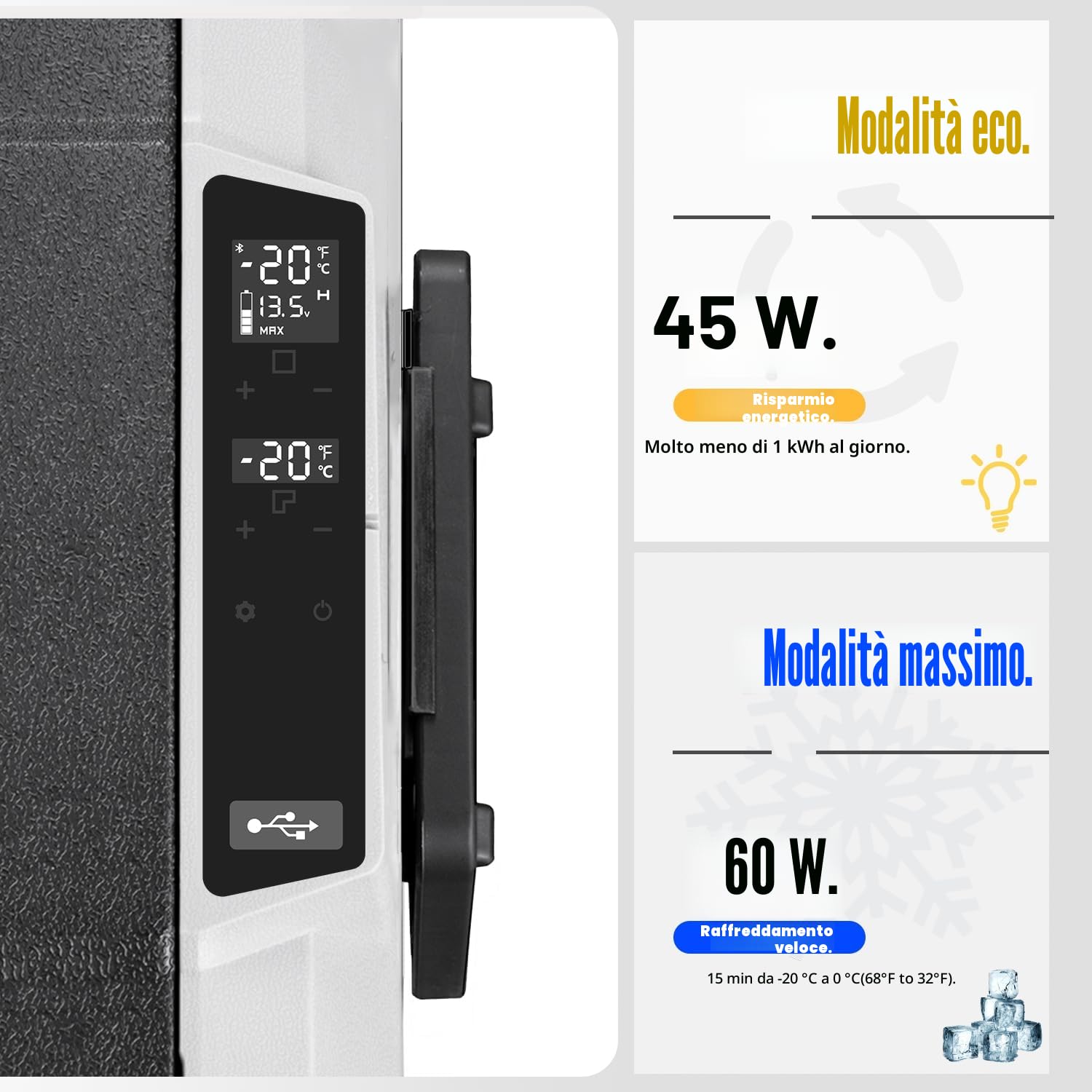 Alpicool T50 50 litri Frigoriferi per Auto Frigo Frigorifero Elettrico Congelatore Portatile per Auto/RV Camion Barca Campeggio 12/24V DC