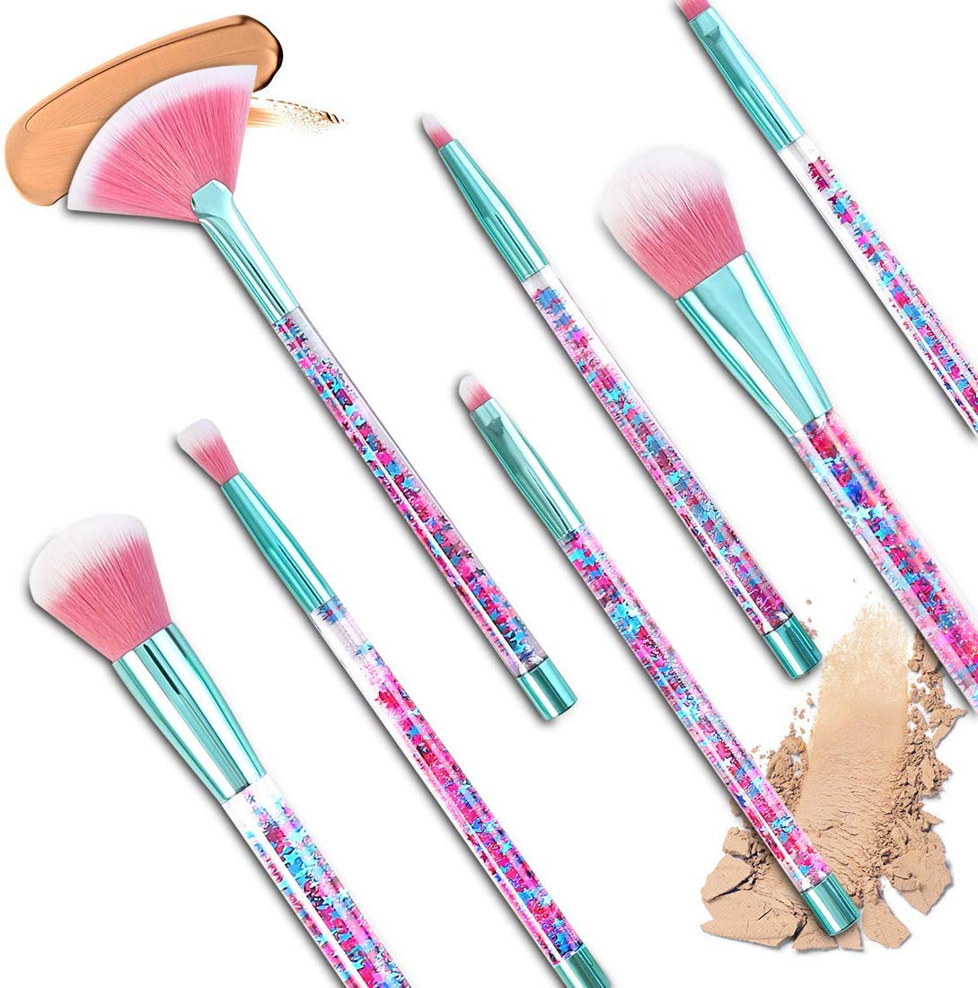 Professionelles 7-teiliges Make-up Pinsel Set – Mit Grünem Metallgriff – Für Foundation, Rouge, Lidschatten & Mehr