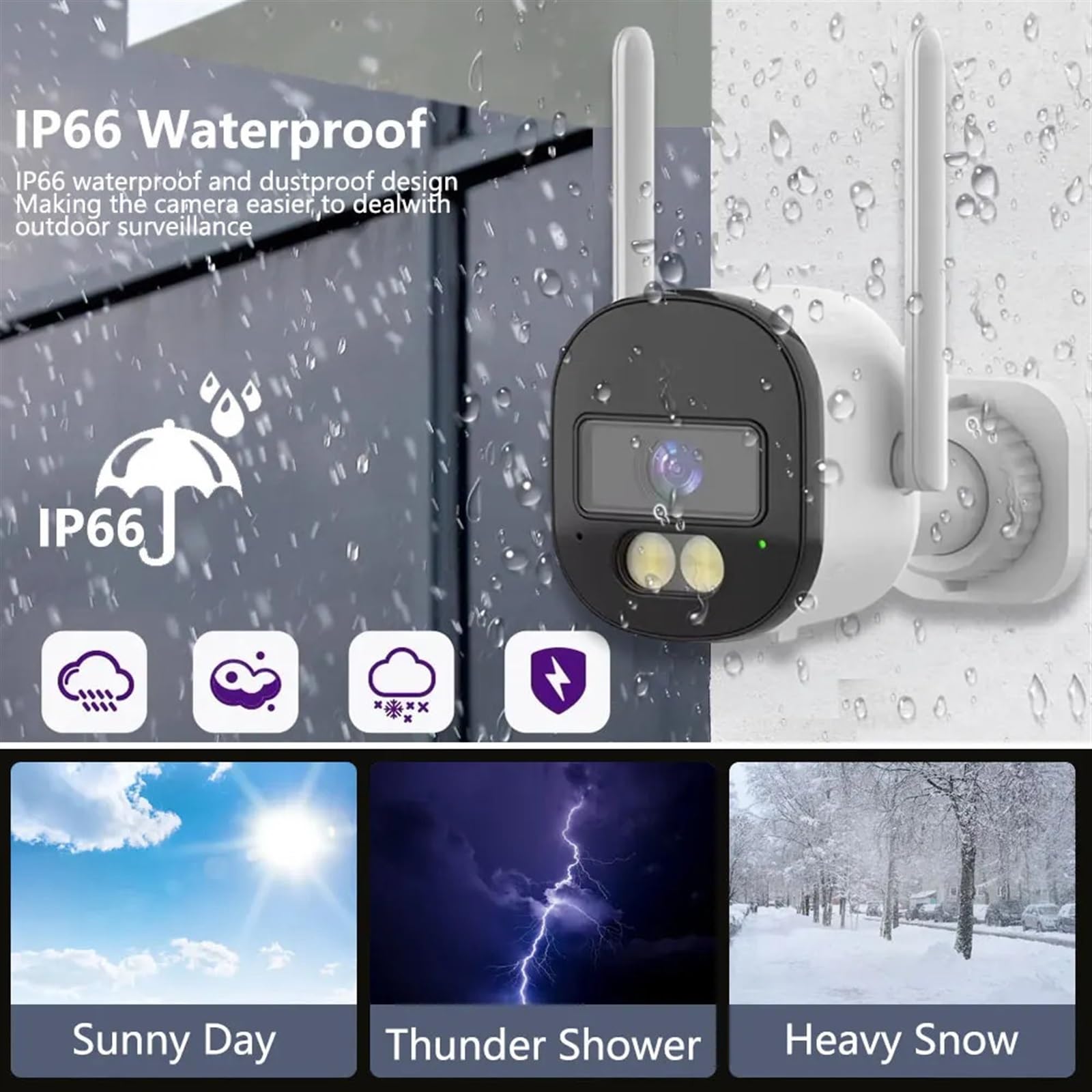 Caméra de sécurité, Caméra Bullet HD 5MP, détection de Mouvement PIR, Vision Nocturne colorée IR, Fonctionne avec Moniteur d'extérieur et d'intérieur for Maison Intelligente(5MP NO SD Card)