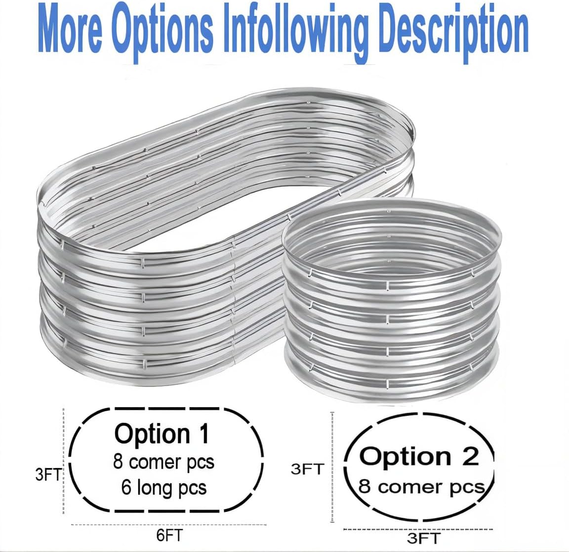 4 Pcs 6x3x1ft Modular Galvanized Raised Garden Bed Kit, 2-in-1 Metal Oval Planters for Outdoor Plants with Safety Edging, Large Raised Planter Boxes for Gardening Supplies, Vegetables and Flowers