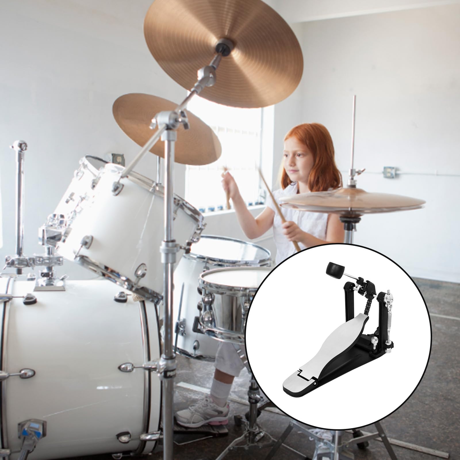 Pedale per grancassa con doppio controllo stabile antiscivolo Pad Metallo Drum Pedal per batteria acustica elettronica