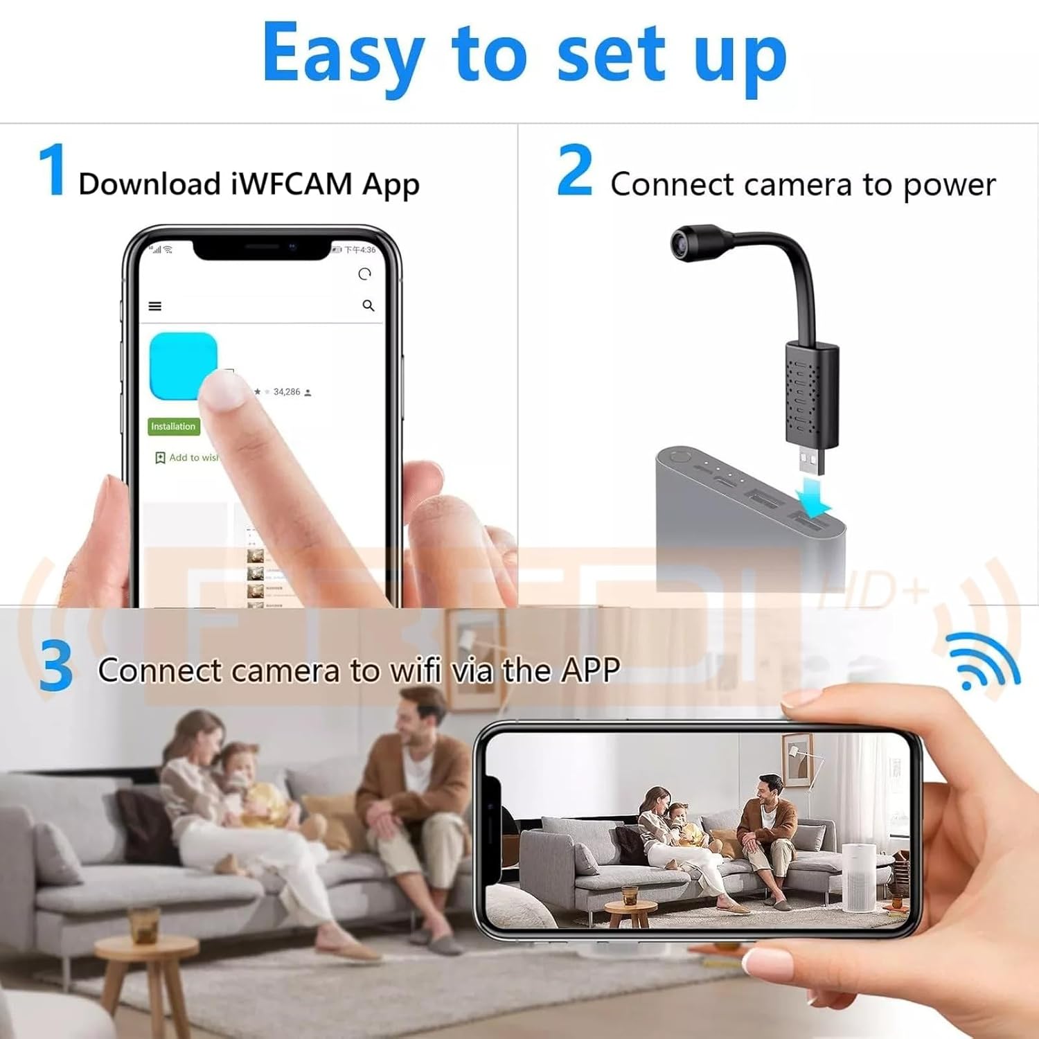 Easy Setup Steps: Download App, Connect Power, Connect WiFi