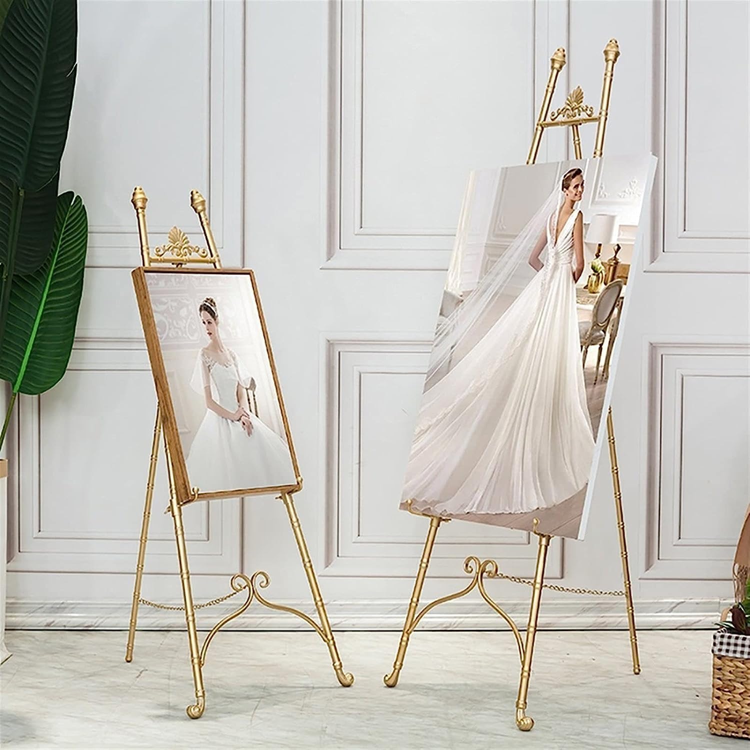 Artist Painting Easels, Wedding Welcome Photos Holder Floorstanding Trade Poster Shows Display Stand, Angle and Height Adjustable Durable (Color : Red Copper, Size : 150cm) (White 120cm)