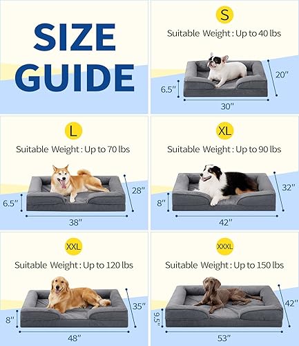 Miniatura 8 de Made4pet - Cama grande para perro, sofá ortopédico de espuma para perros, sofá cama para mascotas de 38 pulgadas con funda impermeable lavable,