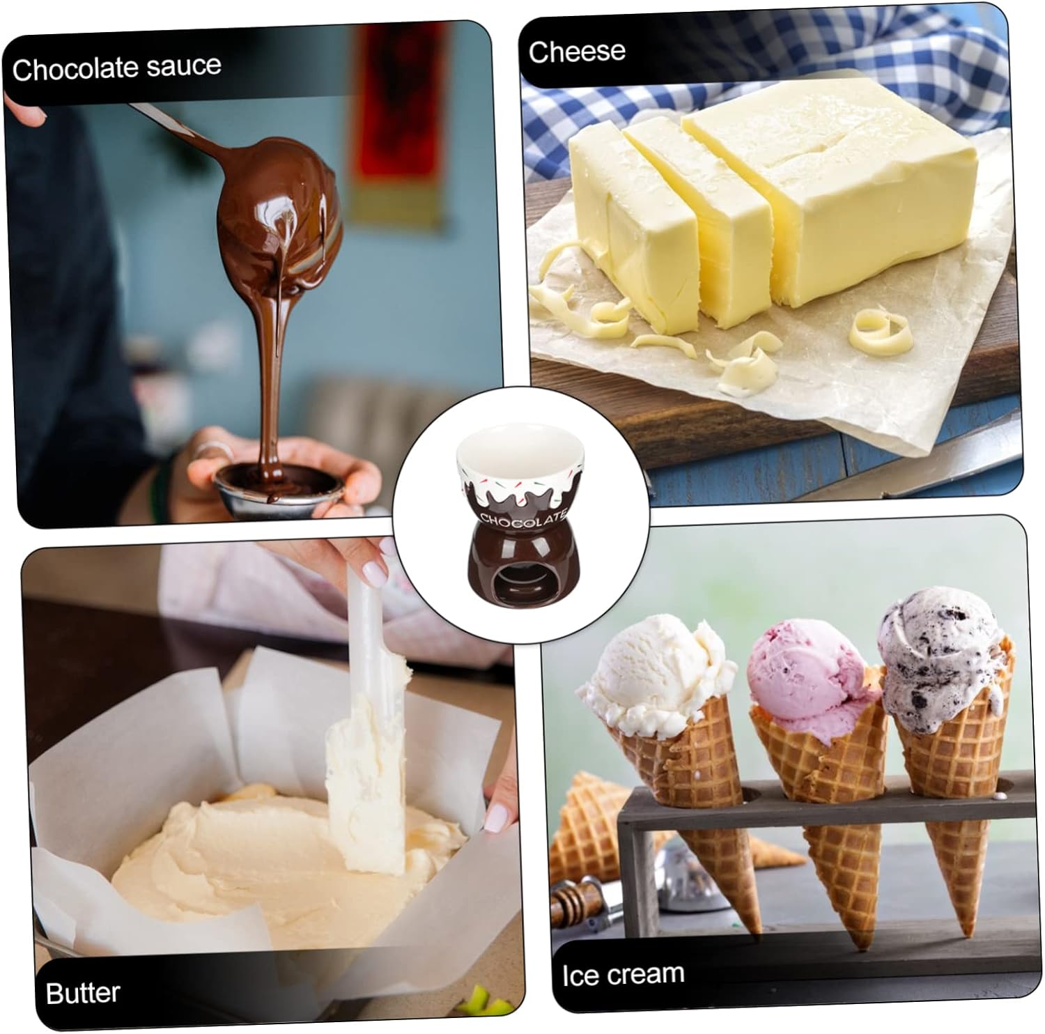 Fondue Cheese Melting Pot Chocolate Melts Pot Stylish Dessert Bowl Set