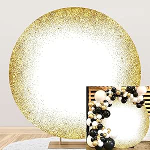 OERJU 6x6ft Gold Round Backdrop Cover Luxurious Golden
