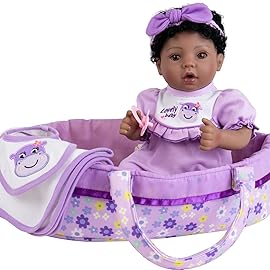 Aori Reborn Baby Dolls Black American Girl - 18 Lifelike Newborn Doll with Posable Limbs Weighted Body for Realistic Feel Handmade Collectible Gift Set Including Bassinet Outfit & Accessories
