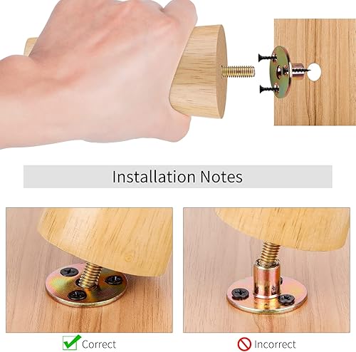 Miniatura 5 de Aodaer Paquete de 8 patas redondas de repuesto para muebles de madera, patas de sofá de 4 pulgadas, patas de madera para mesita de noche, silla,