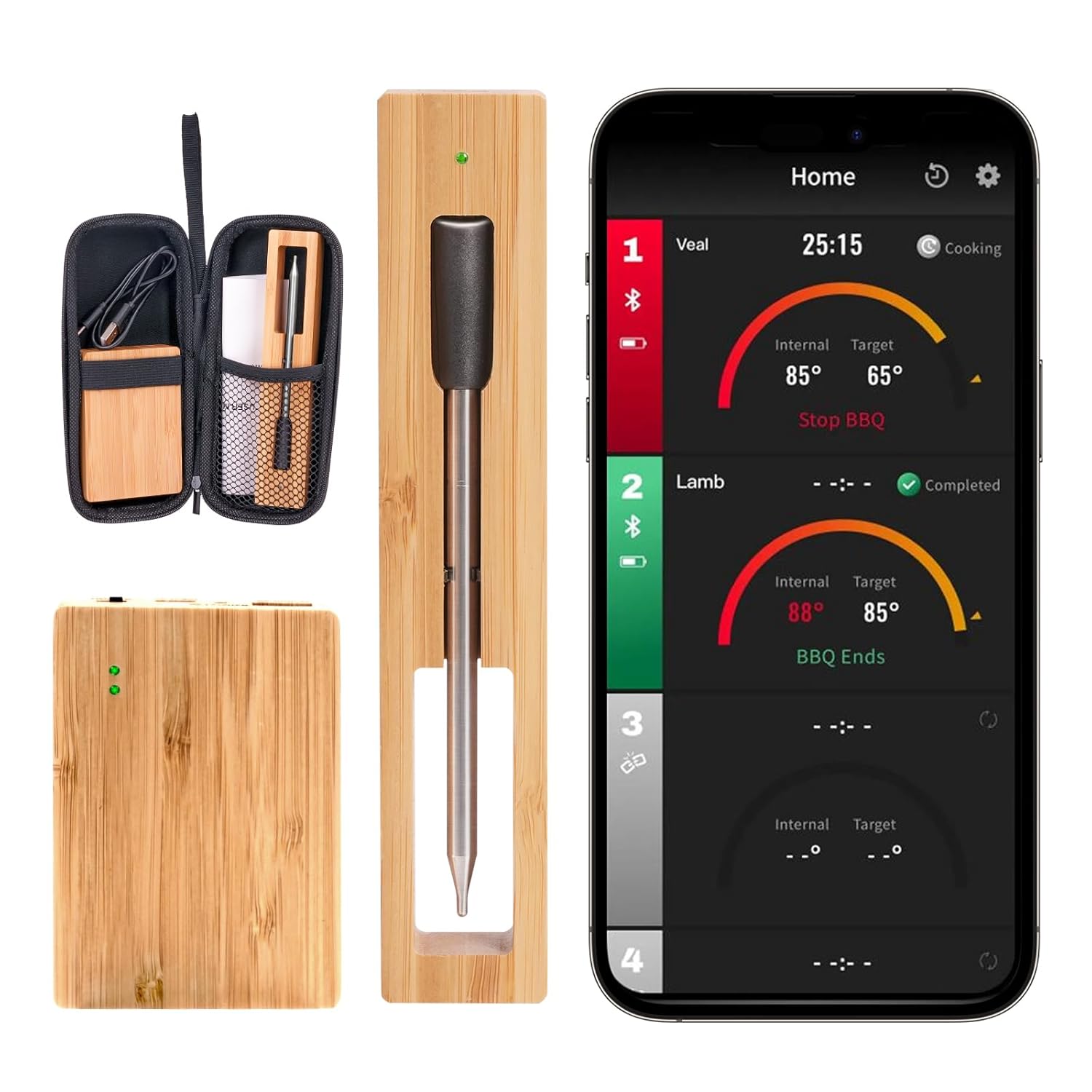 Smart Wireless Meat Thermometer Digital with App | 700FT Bluetooth Range | Oven, Grill, BBQ, Smoker, Air Fryer | Rechargeable, Waterproof, Dishwasher Safe