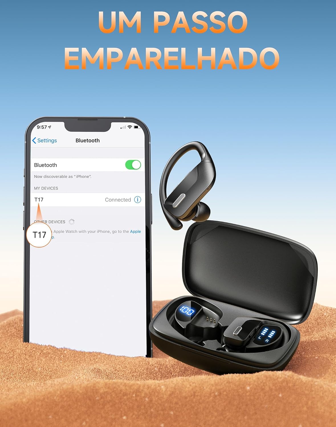 Hrich Fone de Ouvido Bluetooth, Fones de Ouvido Sem Fio Bluetooth 100H Play, Fones de Ouvido Traseiros à Prova d'água, com Microfone, Display LED, para Exercícios de Corrida Esportiva Hrich Fone de Ouvido Bluetooth, Fones de Ouvido Sem Fio Bluetooth 100H Play, Fones de Ouvido Traseiros à Prova d'água, com Microfone, Display LED, para Exercícios de Corrida Esportiva