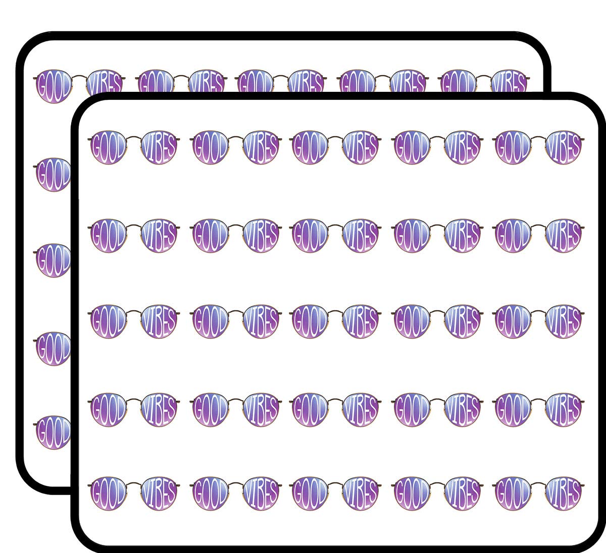 Good Vibes Sunglasses 50 Pack 1-Inch Retro Stickers for Scrapbooking, Journals, Planners, Laptops, Phones and Water Bottles