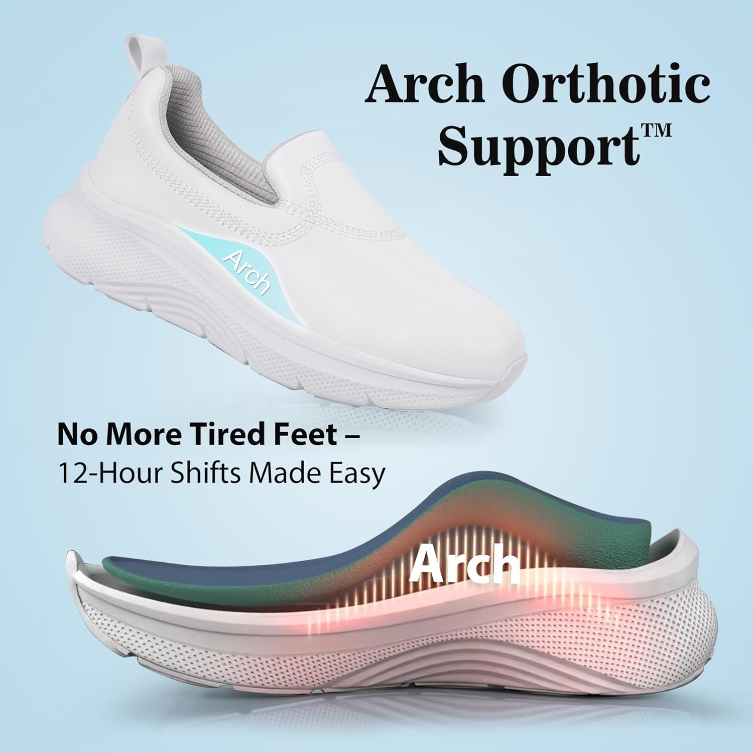 Hawkwell Women's Slip On Arch Support Nursing Shoes Comfortable Lightweight Slip Resistant Work Shoes - Image 5