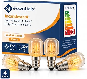 E14 Screw Oven Bulb 25W 230V SES   Pack of 4 Heat Resistant 320 C Dimmable Oven Lamps for Bosch, Neff, Beko, AEG, Smeg, Zanussi & Philips Ovens   Warm White Appliance Bulbs [Energy Class A]