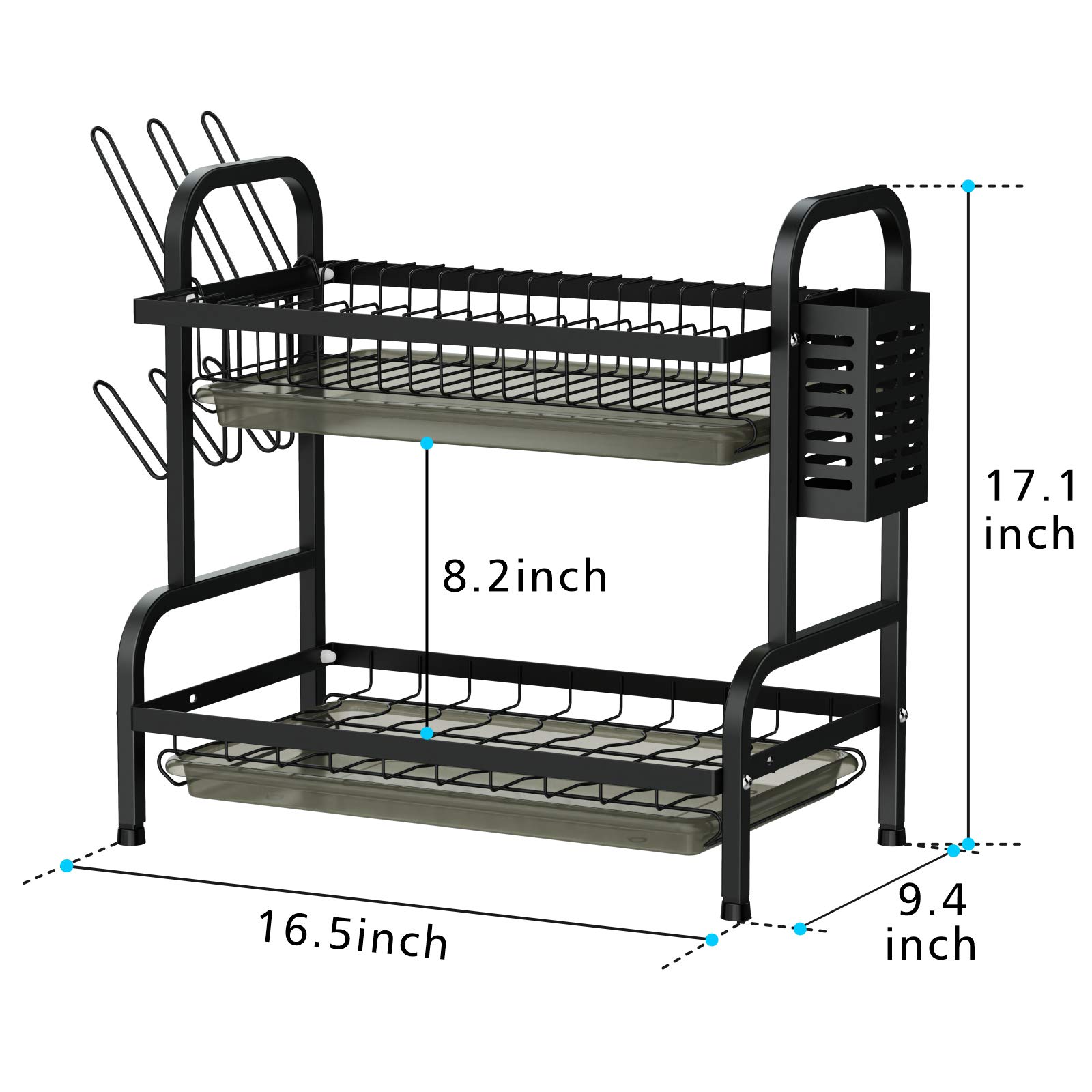 Dish Drying Rack, iSPECLE 2 Tier Dish Rack with Cup Holder, Dish ...