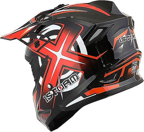Miniatura 7 de 1Storm Casco de motocross BMX MX para jóvenes, estilo de carreras para adolescentes naranja de carreras + gafas + guante de esqueleto