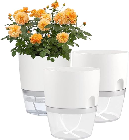 CuleedTEK Kunststoff Kräutertopf mit Bewässerungssystem, 3erSet