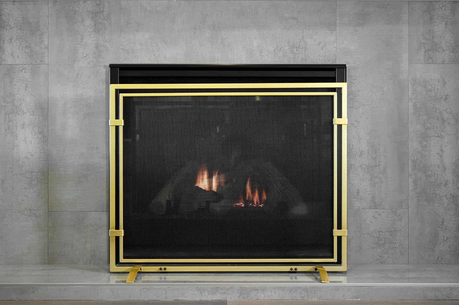 Fireplace Screens Fireplace Screen Single Panel Durable Frame Wrought Iron Gold 39 in Fireplace Screen Flat Fireplace Screens Decorative Feito na China