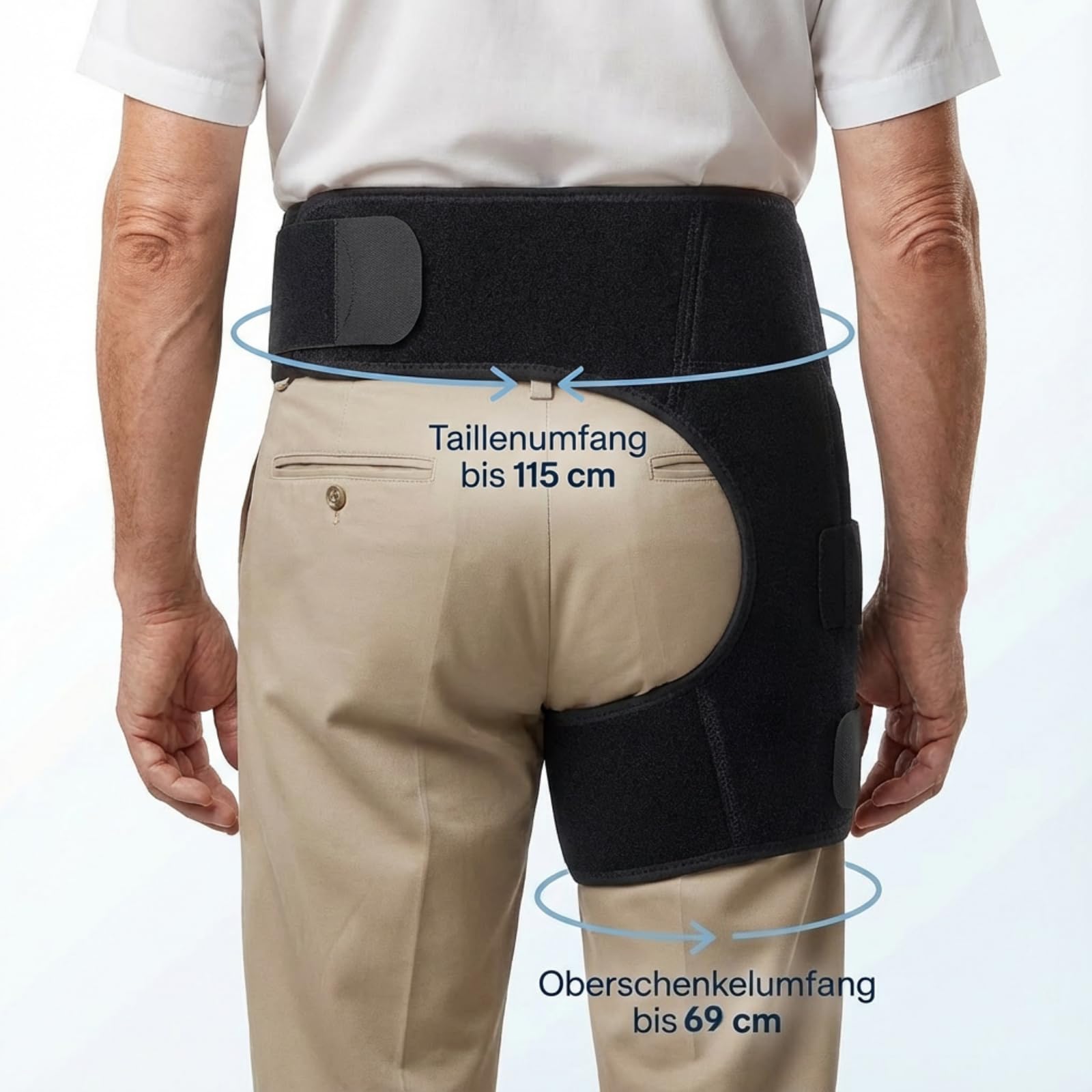 woluna TheraHip - mehr Stabilität, weniger Schmerz，Verstellbare Oberschenkelbandage für Hüftstütze, Kompressionsbandage für Männer und Frauen, ideale Hüftorthese zur Schmerzlinderung