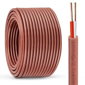 Thermostat Wire - 18/2 75FT Solid Copper 18AWG 2 Conductor Power Circuit Cable for Heating & air Conditioning Equipment, doorbells and Other Indoor/Outdoor Low Voltage Applications Use