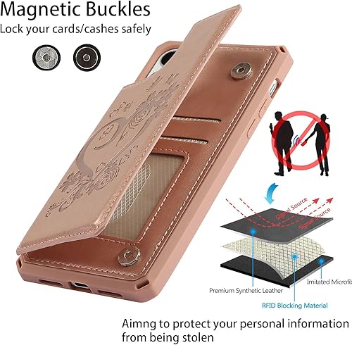 Miniatura 202 de Cavor for iPhone 11 Wallet Case with Card Slots Holder,Premium PU Leather Kickstand Feature Case [Wrist Strap] Double Magnetic Clasp Shockproof Flip