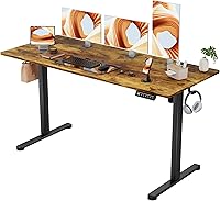 Vista 16 de Furmax Escritorio eléctrico de pie, 59 x 24 pulgadas, escritorio ajustable de altura con ruedas, escritorio de computadora de oficina en casa