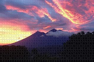 Retro Jigsaw Puzzle 1000 Pieces for Adults Volcanic Antigua Guatemala Holiday Fun Puzzles and Modern Summer Home Decor