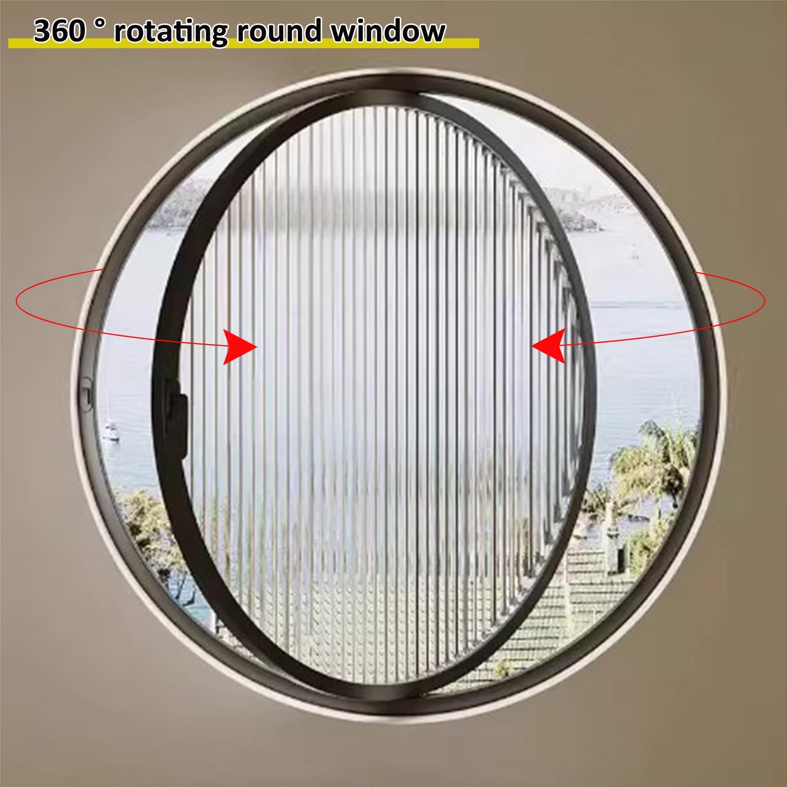 Ventanas Batientes Ventana Redonda Giratoria De 15-48", Ventana De Ojo De Buey De Vidrio Templado, Ventana Abatible De Repuesto Para Baño, Sala De Estar, Dormitorio(Black,16 in/40.6 cm)